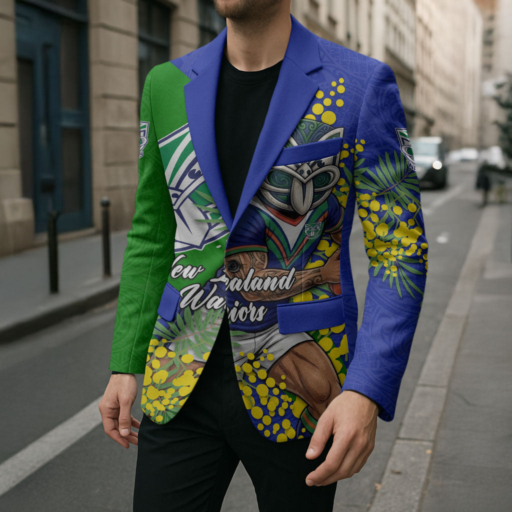 New Zealand Warriors Blazer Golden Wattle Floral Polynesian - Australian Flower - Rugby Mascot
