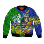 New Zealand Warriors Bomber Jacket Golden Wattle Floral Polynesian - Australian Flower - Rugby Mascot