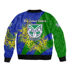 New Zealand Warriors Bomber Jacket Golden Wattle Floral Polynesian - Australian Flower - Rugby Mascot