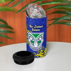 New Zealand Warriors 4 in 1 Can Cooler Tumbler Golden Wattle Floral Polynesian - Australian Flower - Rugby Mascot