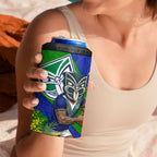 New Zealand Warriors 4 in 1 Can Cooler Tumbler Golden Wattle Floral Polynesian - Australian Flower - Rugby Mascot