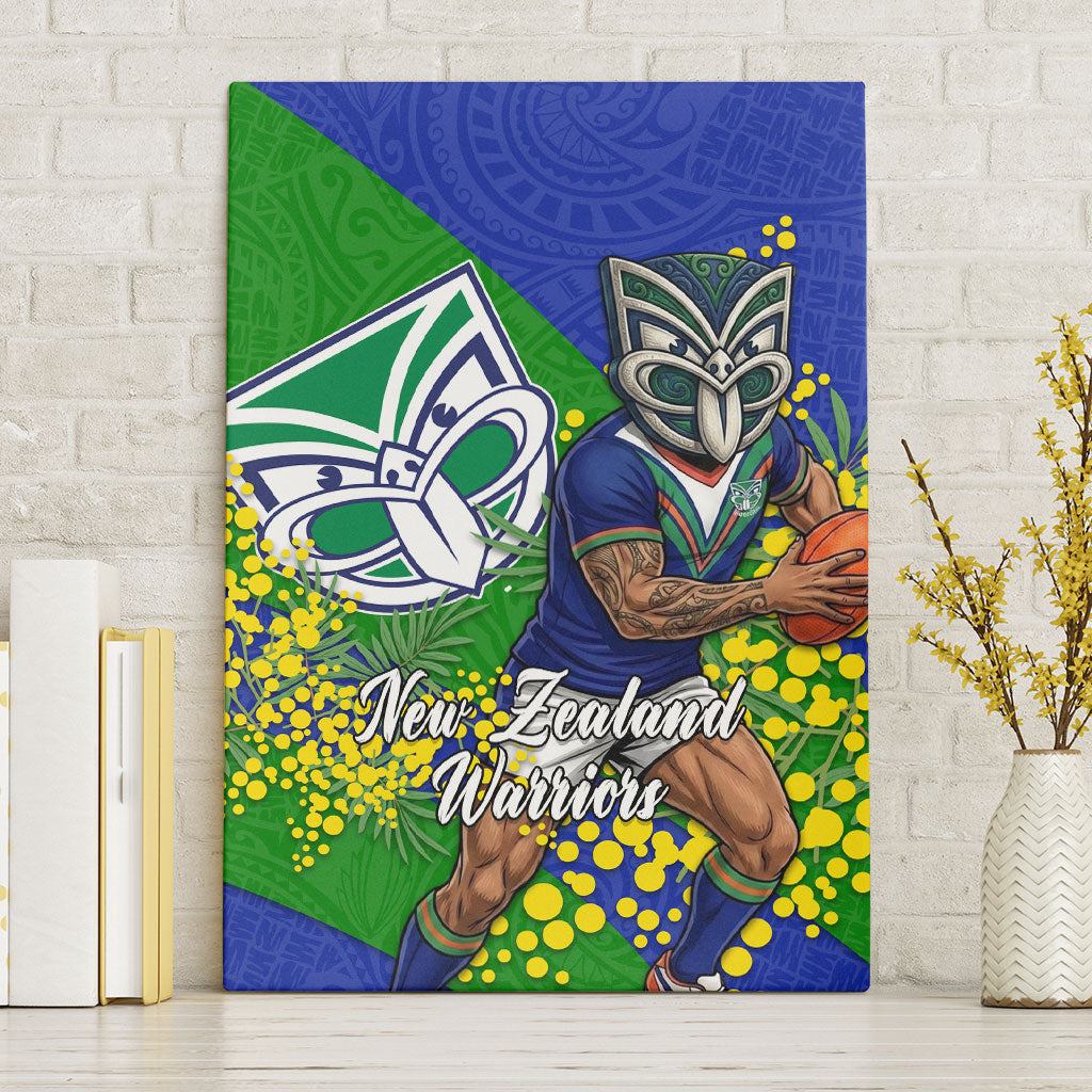 New Zealand Warriors Canvas Wall Art Golden Wattle Floral Polynesian - Australian Flower - Rugby Mascot
