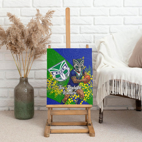 New Zealand Warriors Canvas Wall Art Golden Wattle Floral Polynesian - Australian Flower - Rugby Mascot
