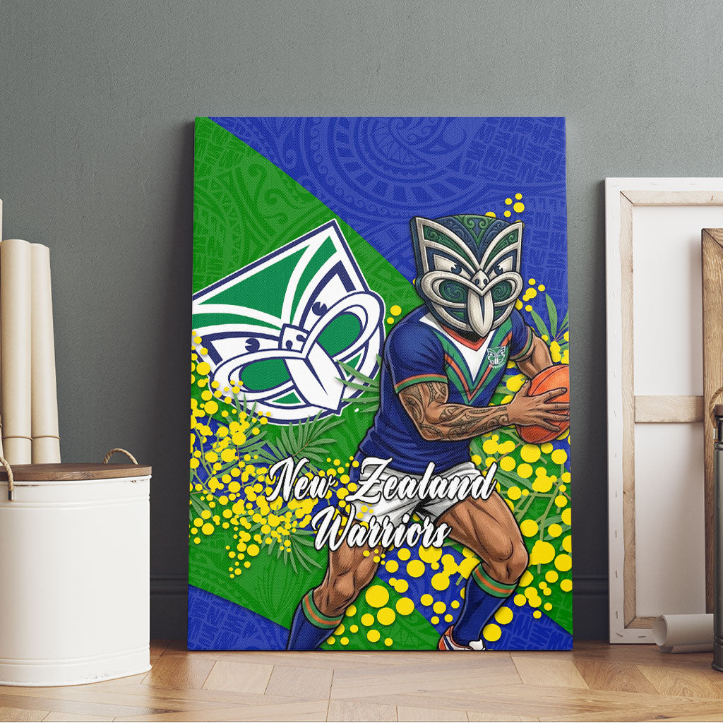 New Zealand Warriors Canvas Wall Art Golden Wattle Floral Polynesian - Australian Flower - Rugby Mascot