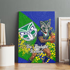 New Zealand Warriors Canvas Wall Art Golden Wattle Floral Polynesian - Australian Flower - Rugby Mascot