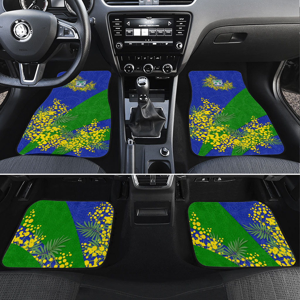 New Zealand Warriors Car Mats Golden Wattle Floral Polynesian - Australian Flower - Rugby Mascot