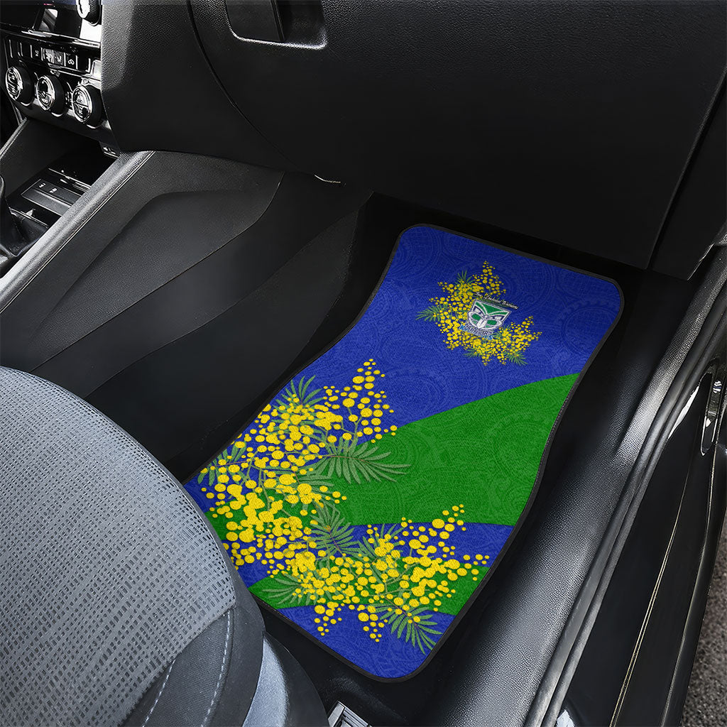 New Zealand Warriors Car Mats Golden Wattle Floral Polynesian - Australian Flower - Rugby Mascot