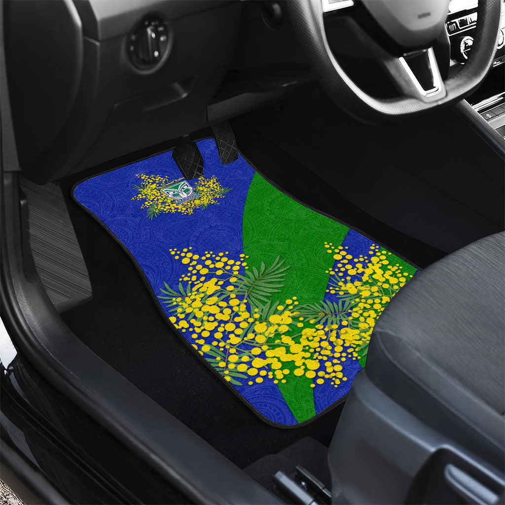 New Zealand Warriors Car Mats Golden Wattle Floral Polynesian - Australian Flower - Rugby Mascot