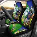 New Zealand Warriors Car Seat Cover Golden Wattle Floral Polynesian - Australian Flower - Rugby Mascot