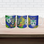 New Zealand Warriors Ceramic Mug Golden Wattle Floral Polynesian - Australian Flower - Rugby Mascot