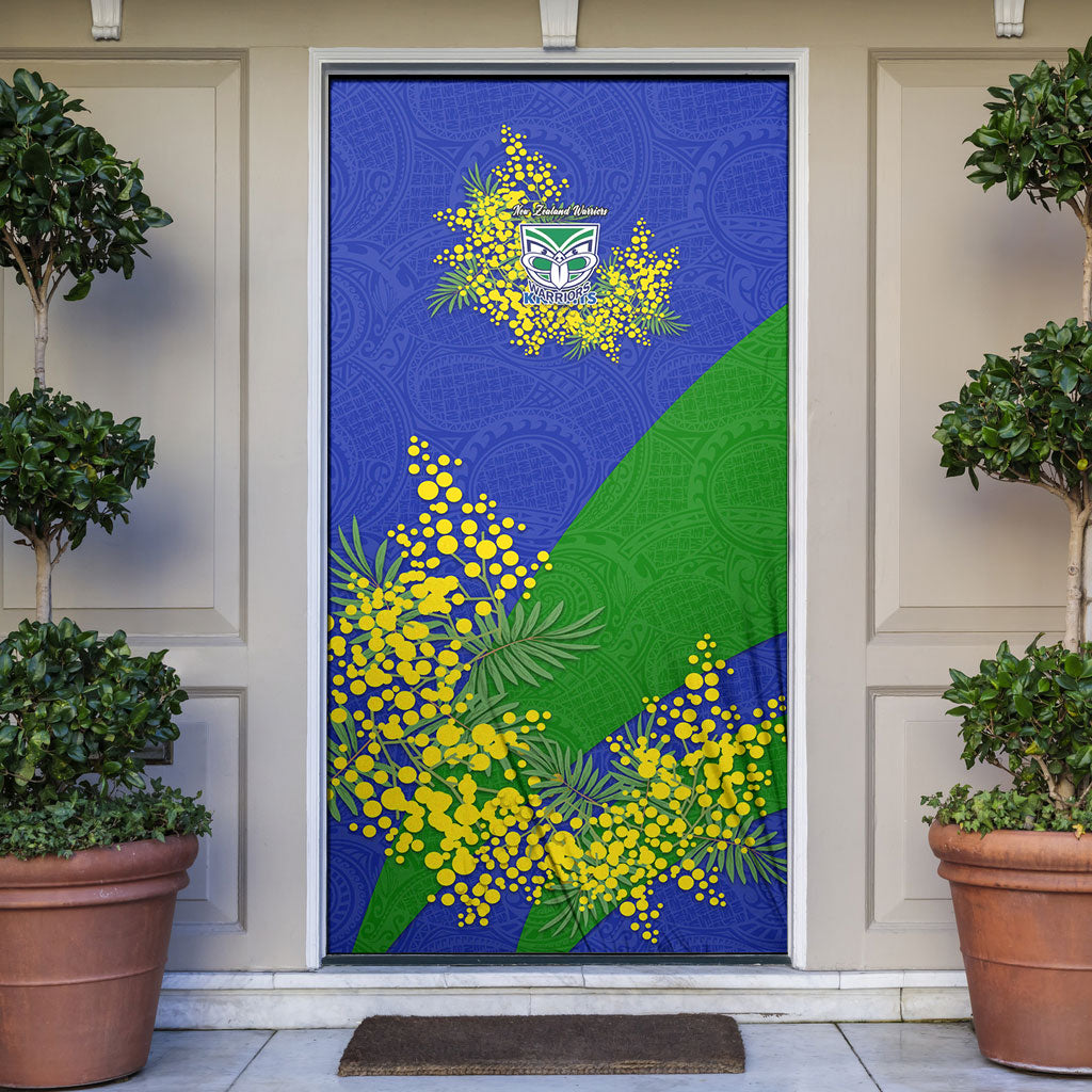 New Zealand Warriors Door Cover Golden Wattle Floral Polynesian - Australian Flower - Rugby Mascot