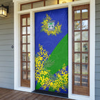 New Zealand Warriors Door Cover Golden Wattle Floral Polynesian - Australian Flower - Rugby Mascot