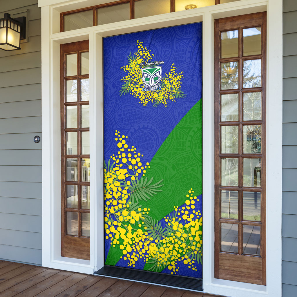 New Zealand Warriors Door Cover Golden Wattle Floral Polynesian - Australian Flower - Rugby Mascot