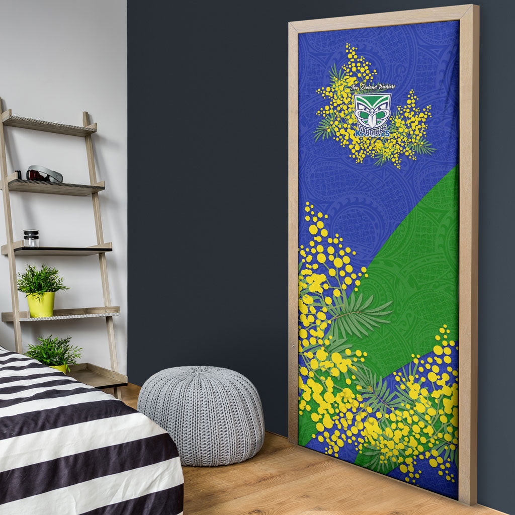 New Zealand Warriors Door Cover Golden Wattle Floral Polynesian - Australian Flower - Rugby Mascot