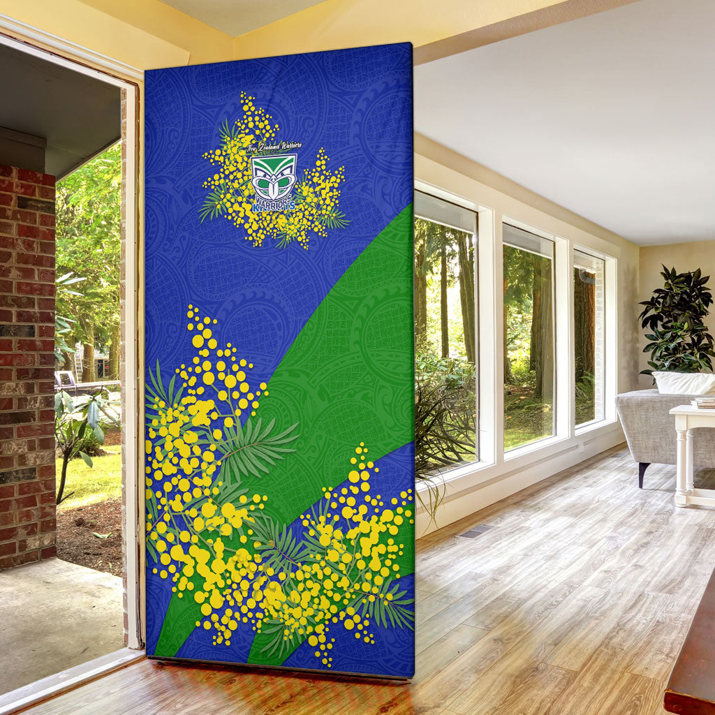 New Zealand Warriors Door Cover Golden Wattle Floral Polynesian - Australian Flower - Rugby Mascot