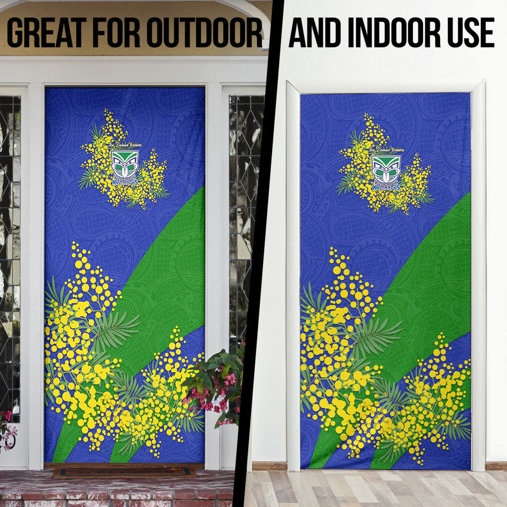 New Zealand Warriors Door Cover Golden Wattle Floral Polynesian - Australian Flower - Rugby Mascot