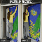 New Zealand Warriors Door Cover Golden Wattle Floral Polynesian - Australian Flower - Rugby Mascot