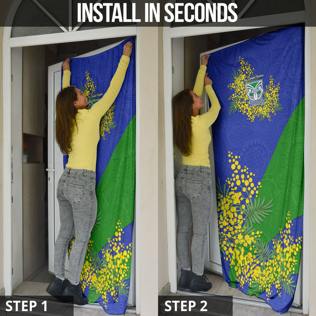 New Zealand Warriors Door Cover Golden Wattle Floral Polynesian - Australian Flower - Rugby Mascot