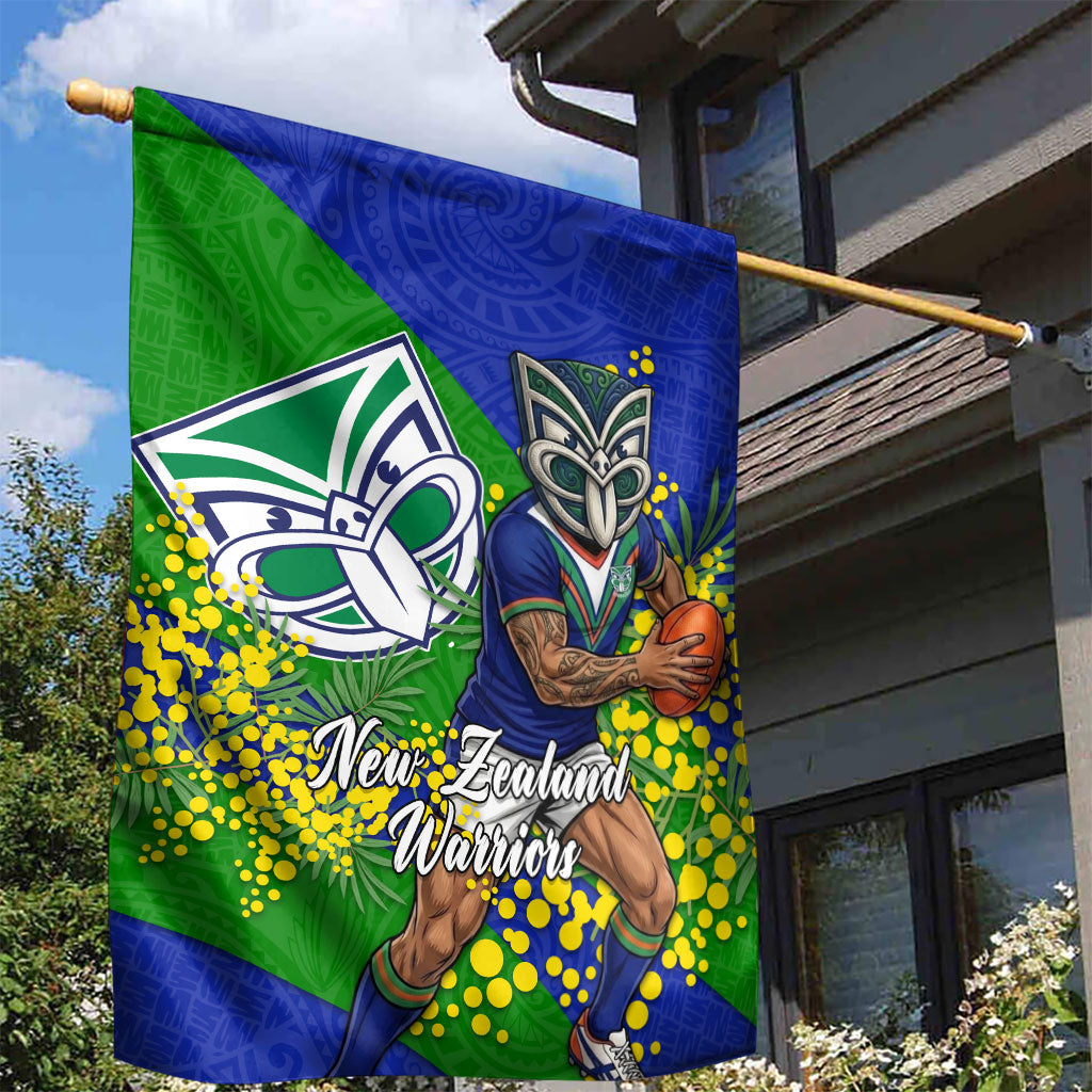New Zealand Warriors Garden Flag Golden Wattle Floral Polynesian - Australian Flower - Rugby Mascot