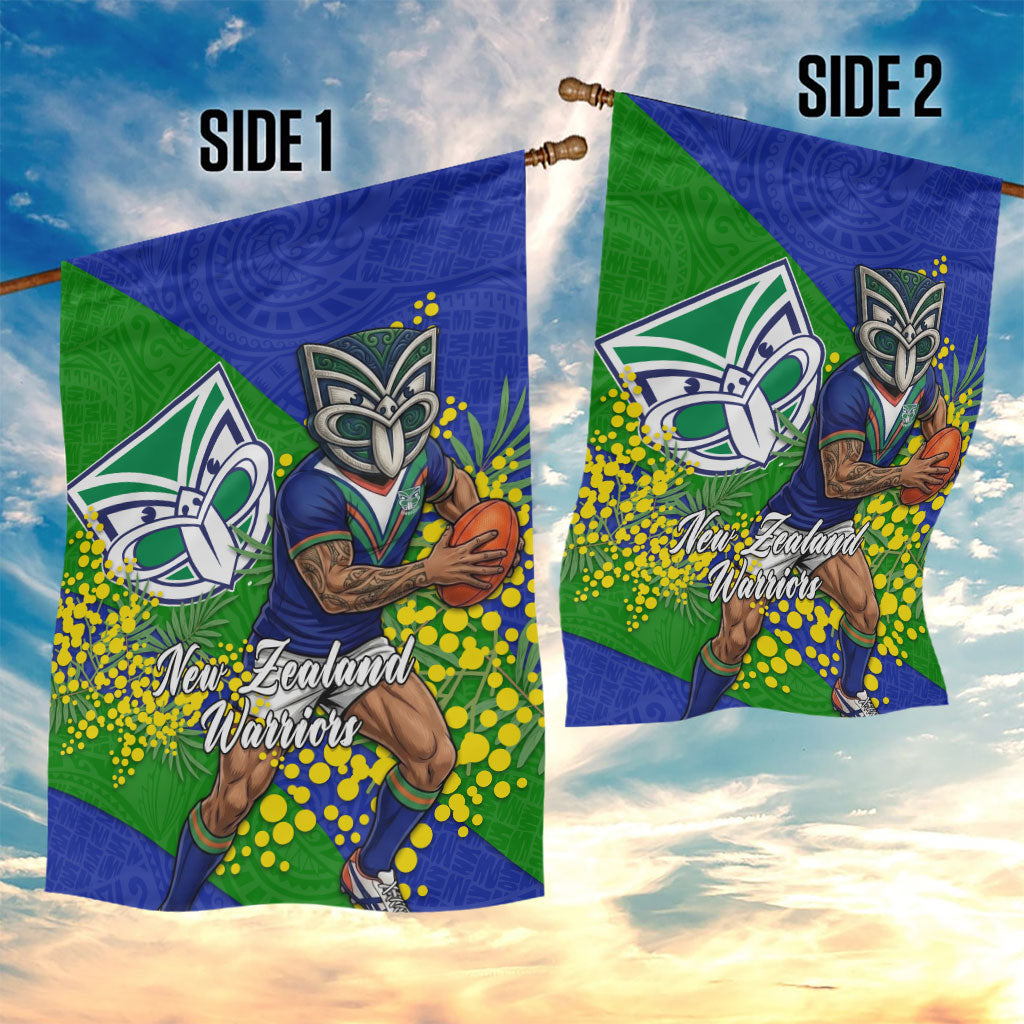 New Zealand Warriors Garden Flag Golden Wattle Floral Polynesian - Australian Flower - Rugby Mascot