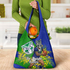 New Zealand Warriors Grocery Bag Golden Wattle Floral Polynesian - Australian Flower - Rugby Mascot
