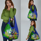 New Zealand Warriors Grocery Bag Golden Wattle Floral Polynesian - Australian Flower - Rugby Mascot