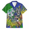 New Zealand Warriors Hawaiian Shirt Golden Wattle Floral Polynesian - Australian Flower - Rugby Mascot