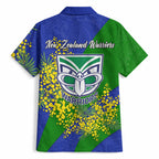New Zealand Warriors Hawaiian Shirt Golden Wattle Floral Polynesian - Australian Flower - Rugby Mascot