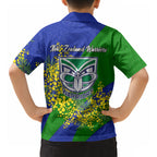 New Zealand Warriors Hawaiian Shirt Golden Wattle Floral Polynesian - Australian Flower - Rugby Mascot