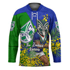 New Zealand Warriors Hockey Jersey Golden Wattle Floral Polynesian - Australian Flower - Rugby Mascot