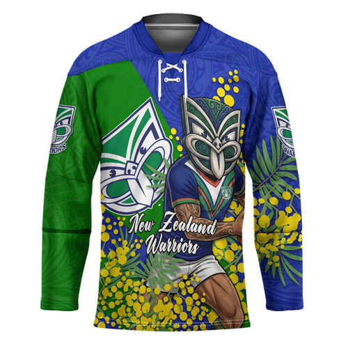 New Zealand Warriors Hockey Jersey Golden Wattle Floral Polynesian - Australian Flower - Rugby Mascot