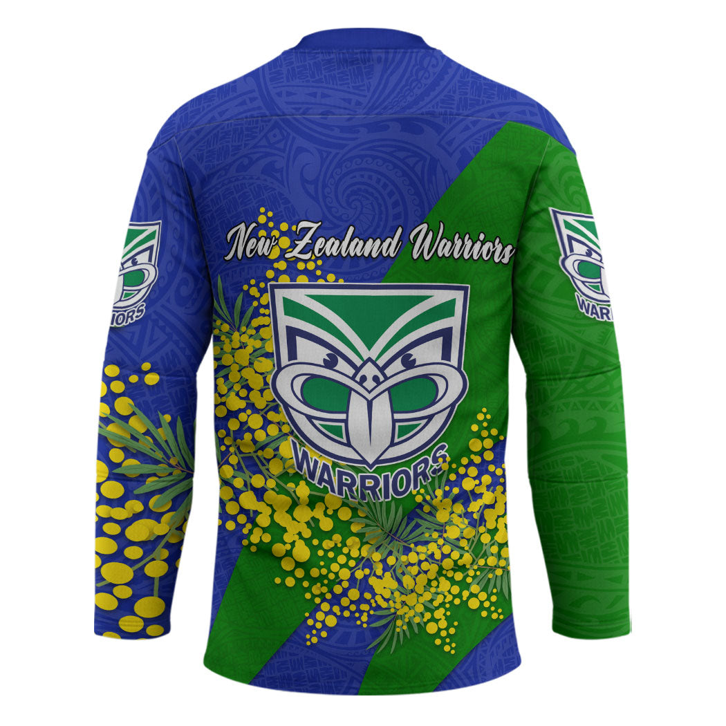 New Zealand Warriors Hockey Jersey Golden Wattle Floral Polynesian - Australian Flower - Rugby Mascot