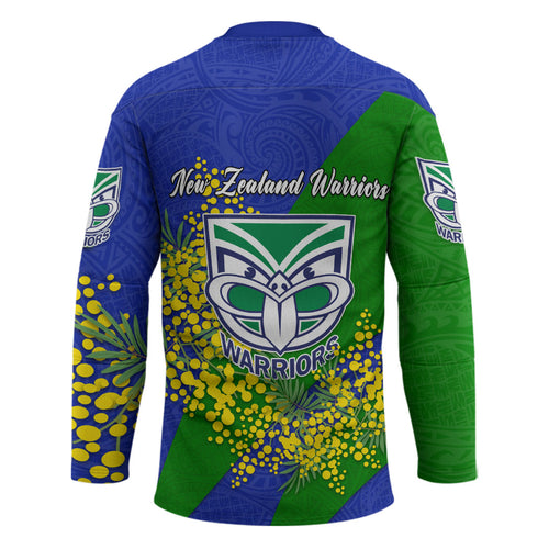 New Zealand Warriors Hockey Jersey Golden Wattle Floral Polynesian - Australian Flower - Rugby Mascot