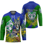 New Zealand Warriors Hockey Jersey Golden Wattle Floral Polynesian - Australian Flower - Rugby Mascot