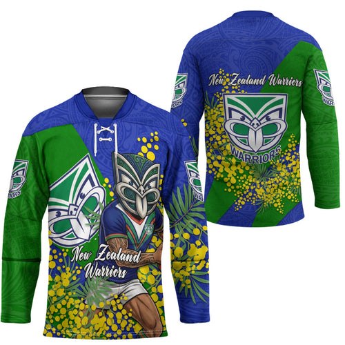 New Zealand Warriors Hockey Jersey Golden Wattle Floral Polynesian - Australian Flower - Rugby Mascot