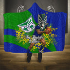 New Zealand Warriors Hooded Blanket Golden Wattle Floral Polynesian - Australian Flower - Rugby Mascot