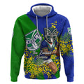 New Zealand Warriors Hoodie Golden Wattle Floral Polynesian - Australian Flower - Rugby Mascot