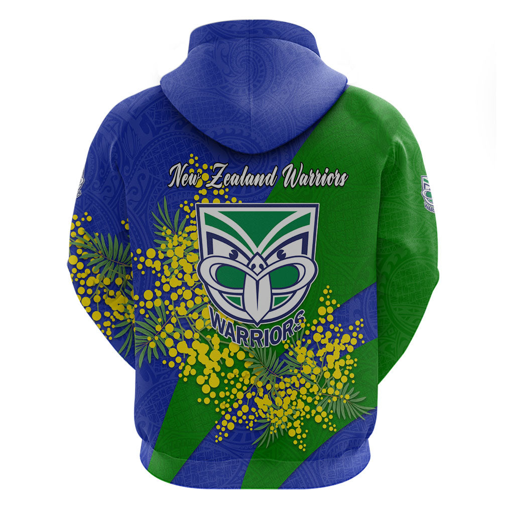 New Zealand Warriors Hoodie Golden Wattle Floral Polynesian - Australian Flower - Rugby Mascot