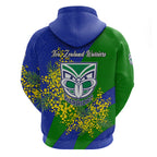 New Zealand Warriors Hoodie Golden Wattle Floral Polynesian - Australian Flower - Rugby Mascot