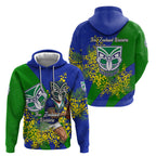 New Zealand Warriors Hoodie Golden Wattle Floral Polynesian - Australian Flower - Rugby Mascot