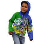 New Zealand Warriors Kid Hoodie Golden Wattle Floral Polynesian - Australian Flower - Rugby Mascot