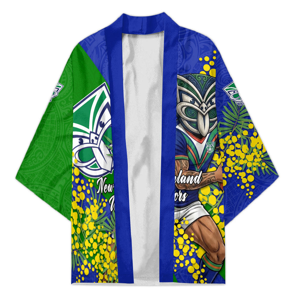 New Zealand Warriors Kimono Golden Wattle Floral Polynesian - Australian Flower - Rugby Mascot