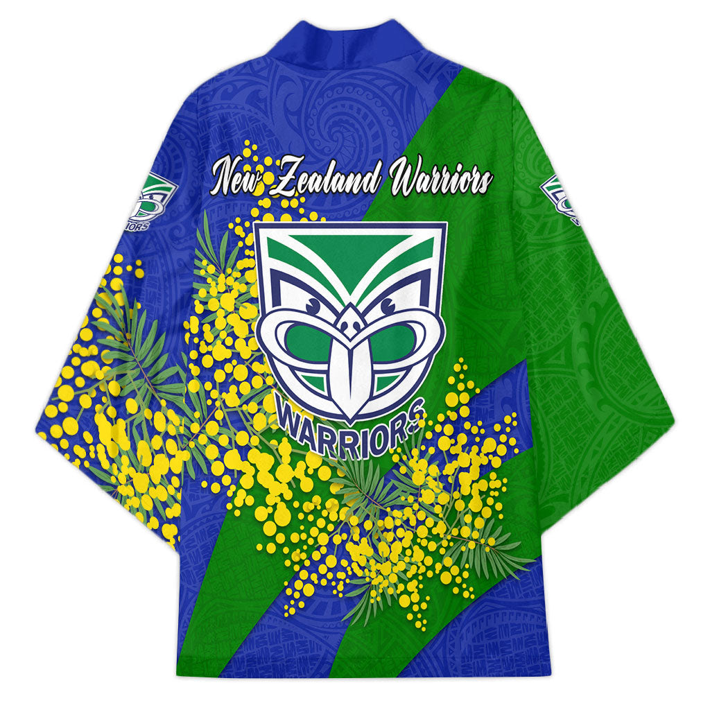 New Zealand Warriors Kimono Golden Wattle Floral Polynesian - Australian Flower - Rugby Mascot