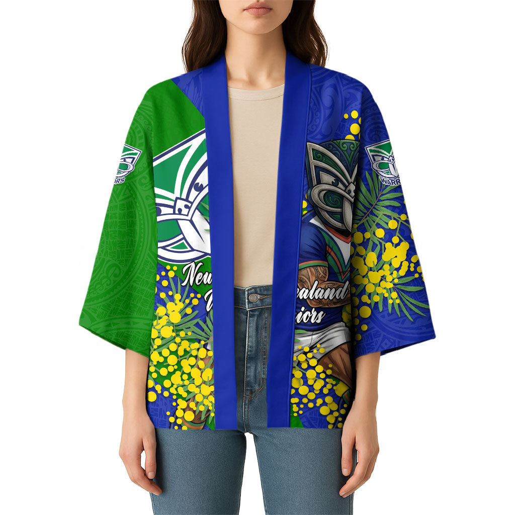 New Zealand Warriors Kimono Golden Wattle Floral Polynesian - Australian Flower - Rugby Mascot