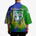 New Zealand Warriors Kimono Golden Wattle Floral Polynesian - Australian Flower - Rugby Mascot