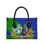 New Zealand Warriors Leather Bag Golden Wattle Floral Polynesian - Australian Flower - Rugby Mascot