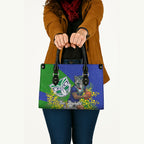 New Zealand Warriors Leather Bag Golden Wattle Floral Polynesian - Australian Flower - Rugby Mascot
