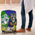 New Zealand Warriors Luggage Cover Golden Wattle Floral Polynesian - Australian Flower - Rugby Mascot
