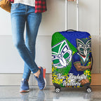 New Zealand Warriors Luggage Cover Golden Wattle Floral Polynesian - Australian Flower - Rugby Mascot