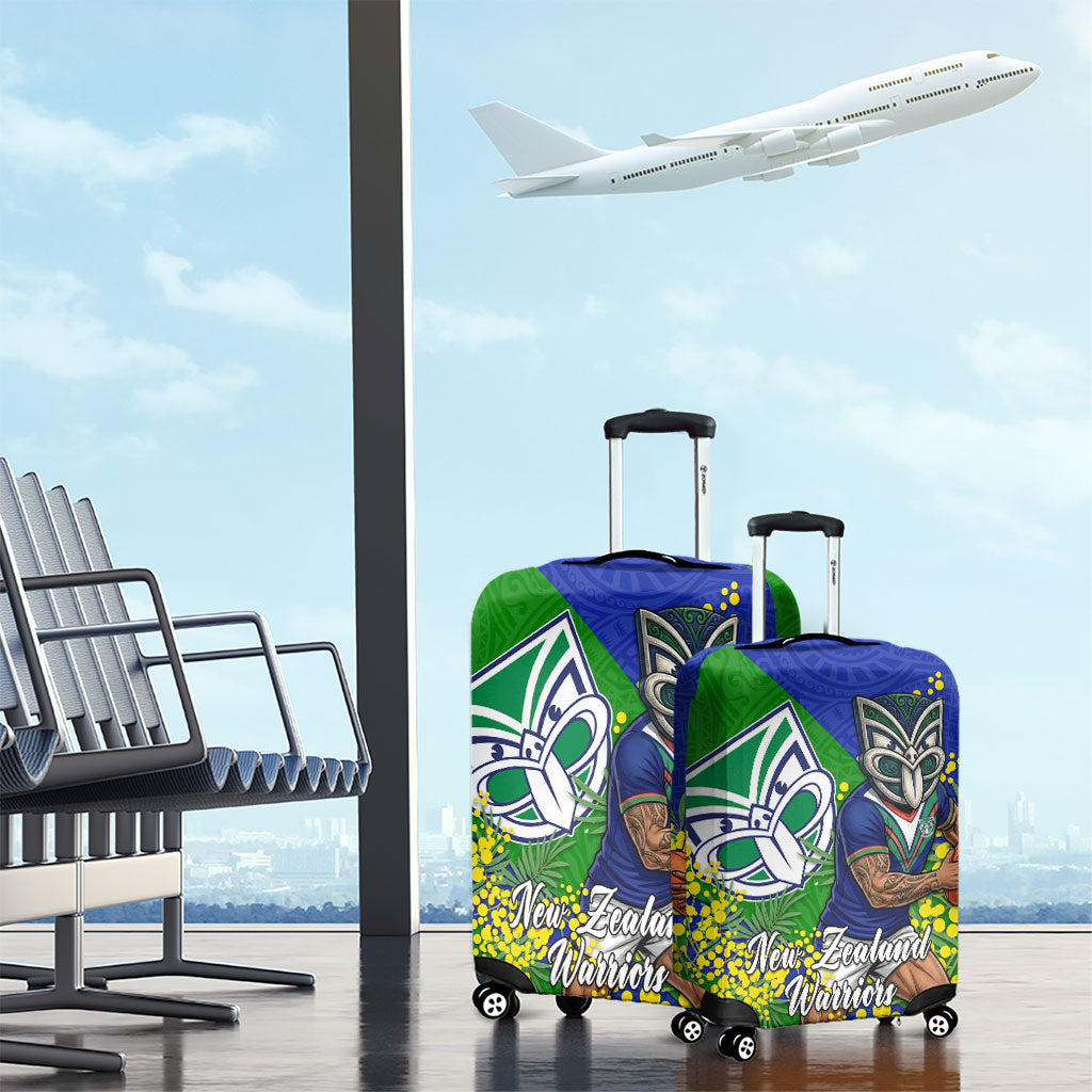 New Zealand Warriors Luggage Cover Golden Wattle Floral Polynesian - Australian Flower - Rugby Mascot